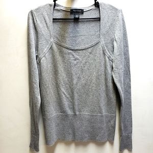 WHBM White House Black Market medium silver glitter top shirt